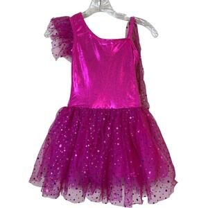 Curtain Call CLA Dance Costume E692 Pink Metallic Biketard With Polka Dot Tutu